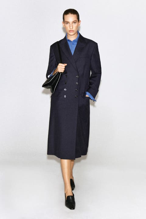 Wool Double-Breasted Longline Blazer