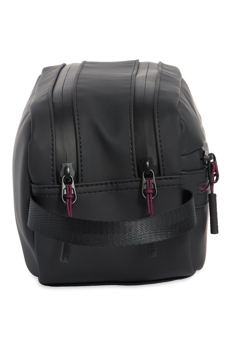 Faux Leather Dopp Kit, Alternate, color, BLACK
