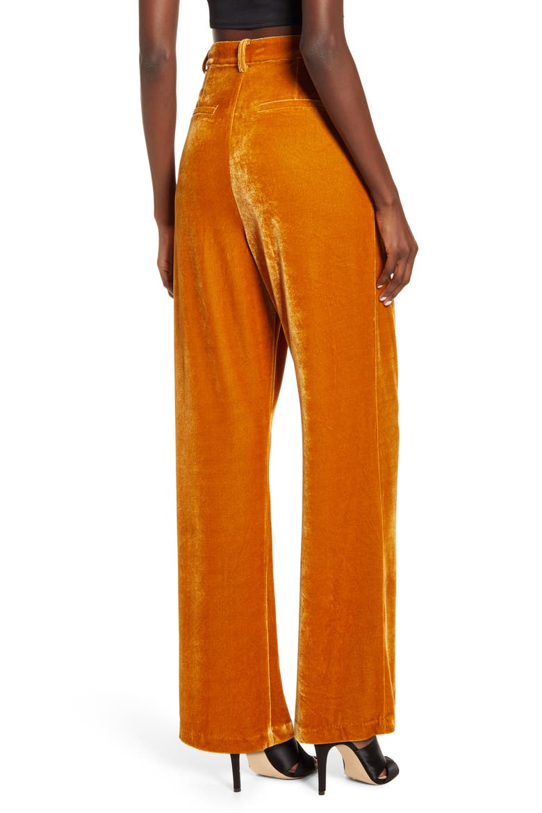 Velvet Wide Leg Pants, Alternate, color, YELLOW