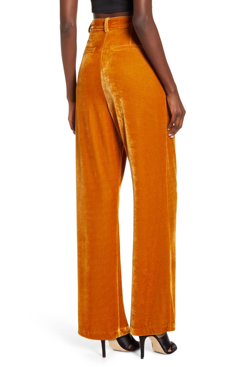 Endless Rose Velvet Wide Leg Pants, Alternate, color, Yellow