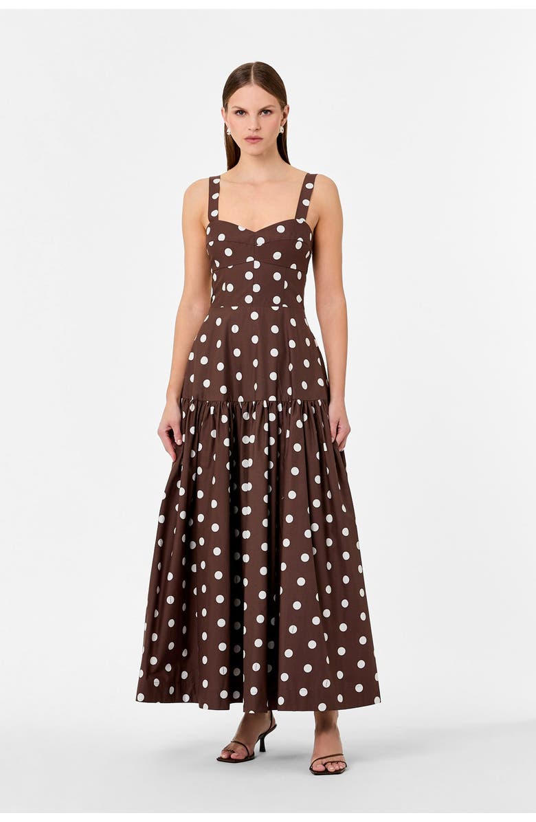 NICHOLAS Valeria Dress, Alternate, color, Mocha Polka Dot