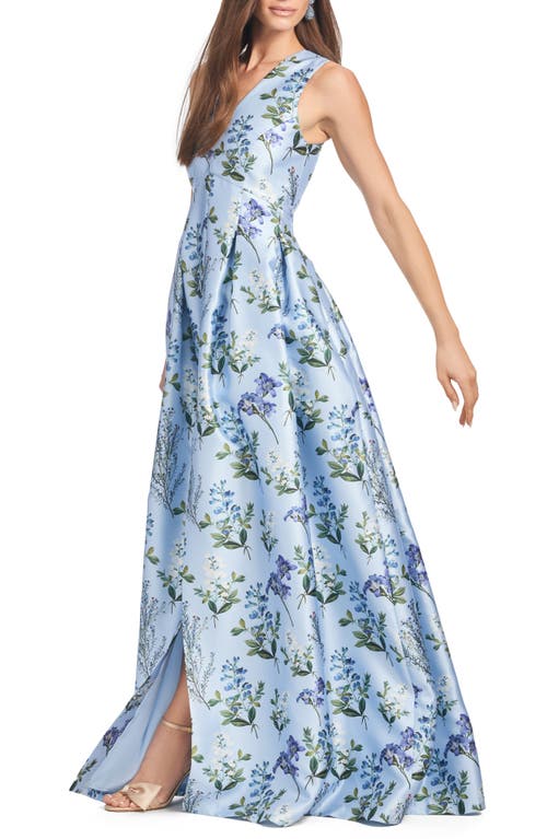 Sachin & Babi Brooke Floral Sleeveless Mikado Gown In Freesia Forest