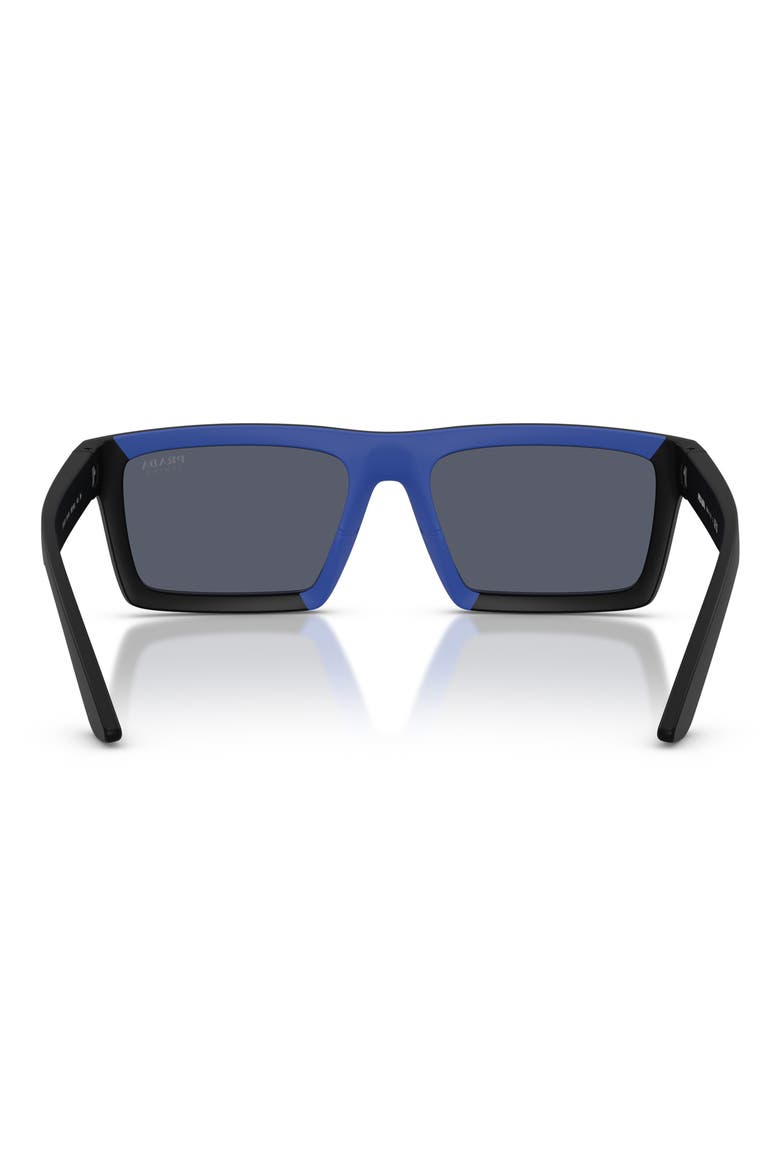 55mm Rectangular Sunglasses, Alternate, color, MATTE BLACK/ BLUE VIOLET