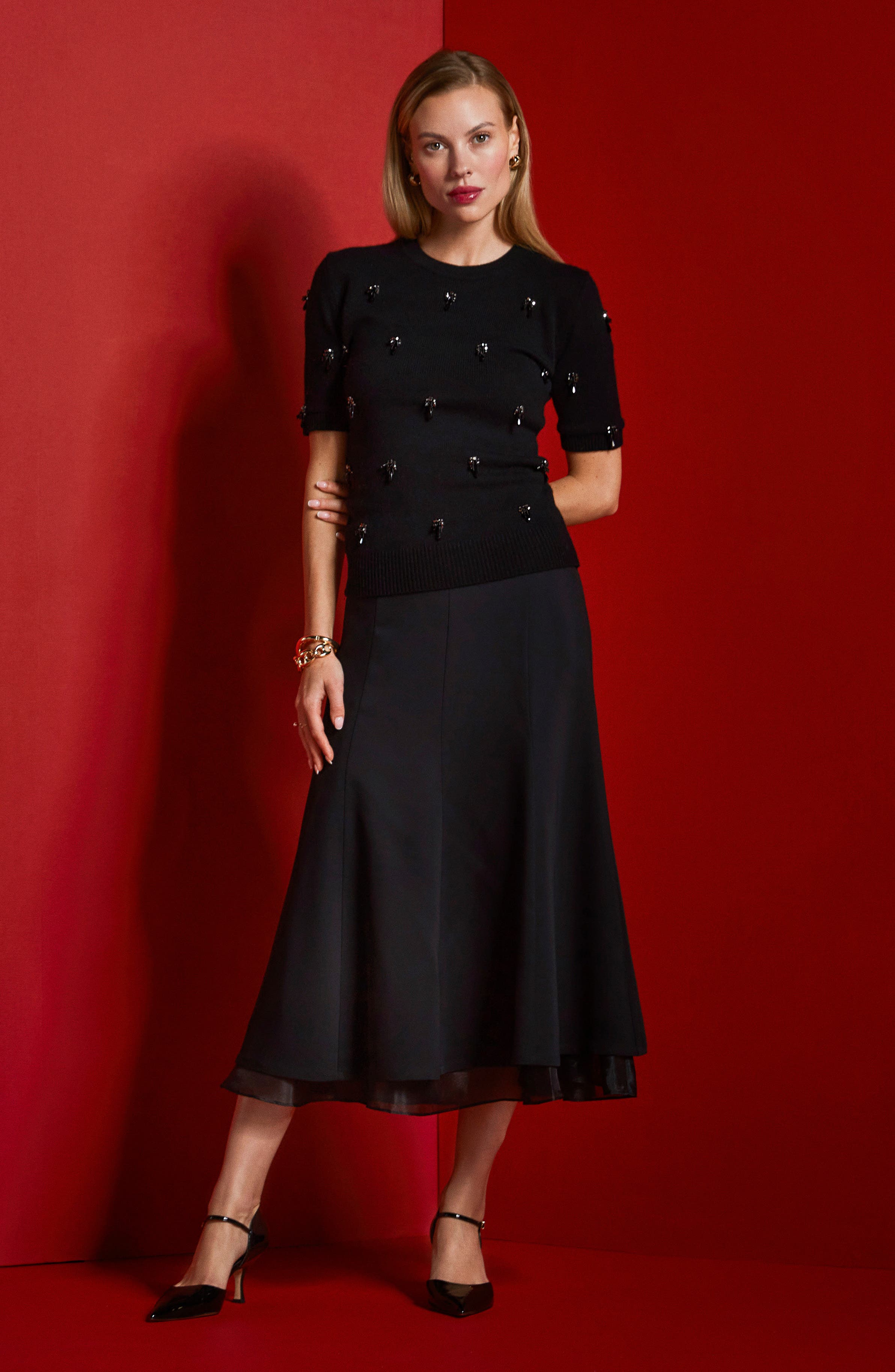 Nordstrom Liv Pointed Toe d'Orsay Pump, Alternate, color, Black Patent