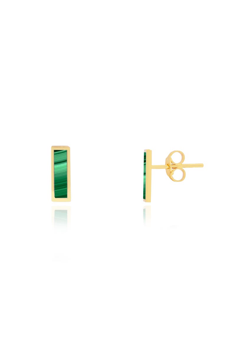 The Lovery Fine Jewelry Malachite Bar Stud Earrings, Main, color, Green