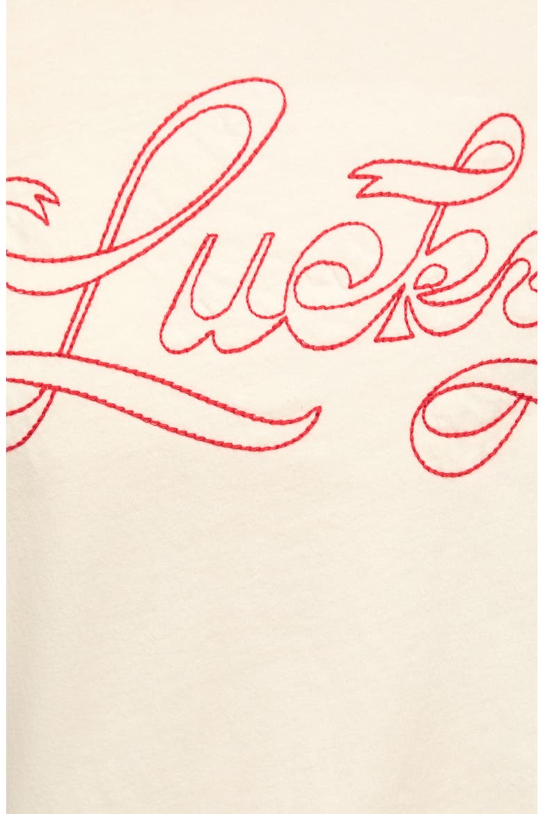 Lucky Ribbon Crewneck T-Shirt, Alternate, color, GARDENIA