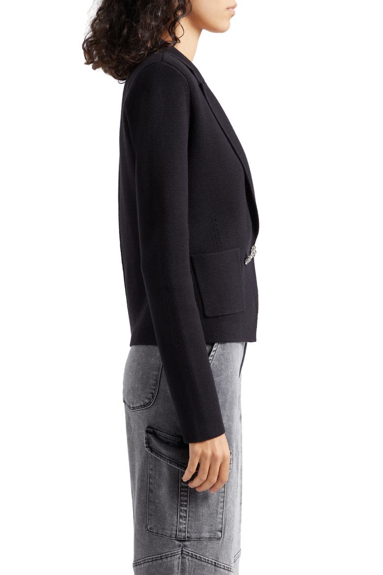 Sofia Cotton Blend Cardigan Blazer, Alternate, color, BLACK/CRYSTAL