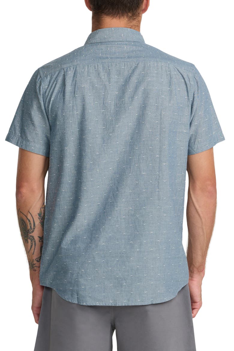 That'll Do Slim Fit Solid Short Sleeve Cotton Button-Down Shirt, Alternate, color, VINTAGE NAVY