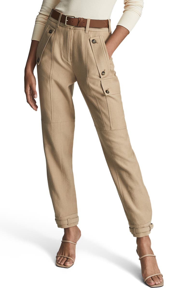 Reiss Newlyn Wool & Ramie Blend Cargo Pants, Main, color, 