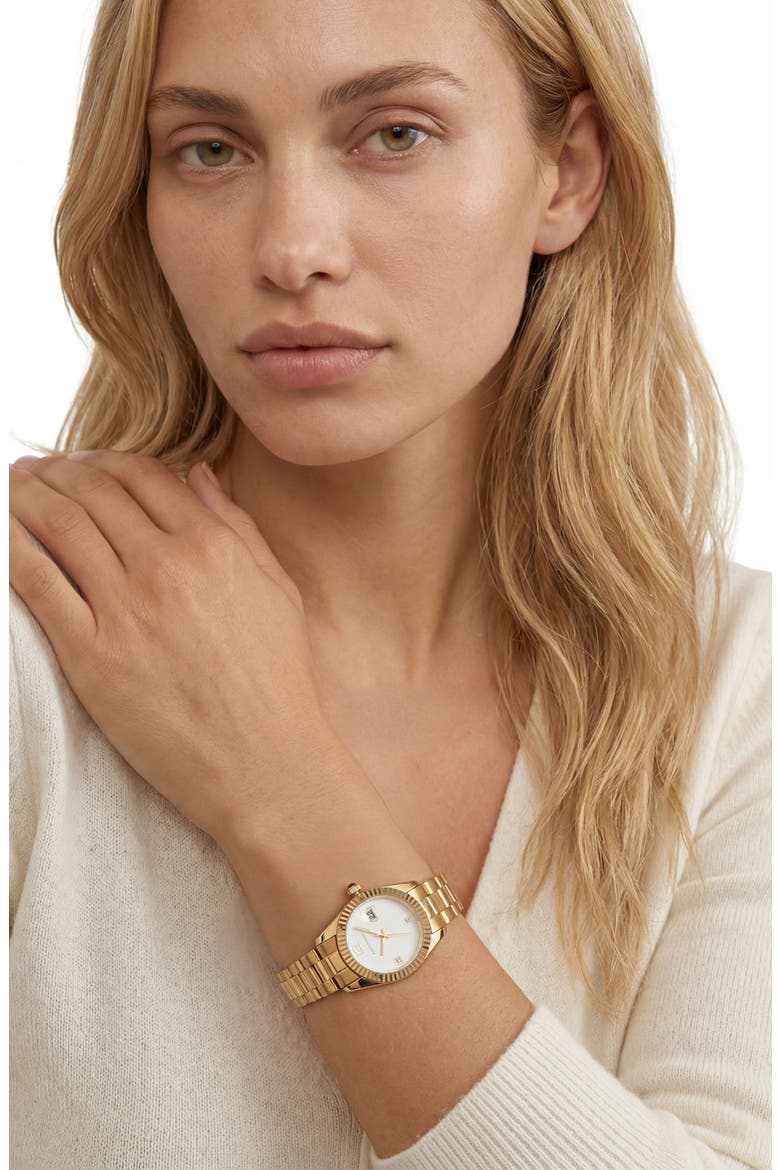 Rome Bracelet Watch, 28mm, Alternate, color, GOLD/ WHITE