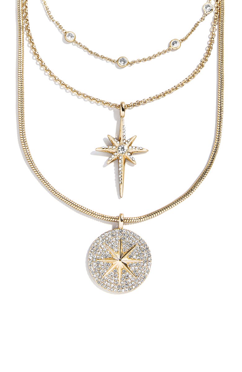 BaubleBar Lyra Celestial Layered Necklace, Alternate, color, Clear