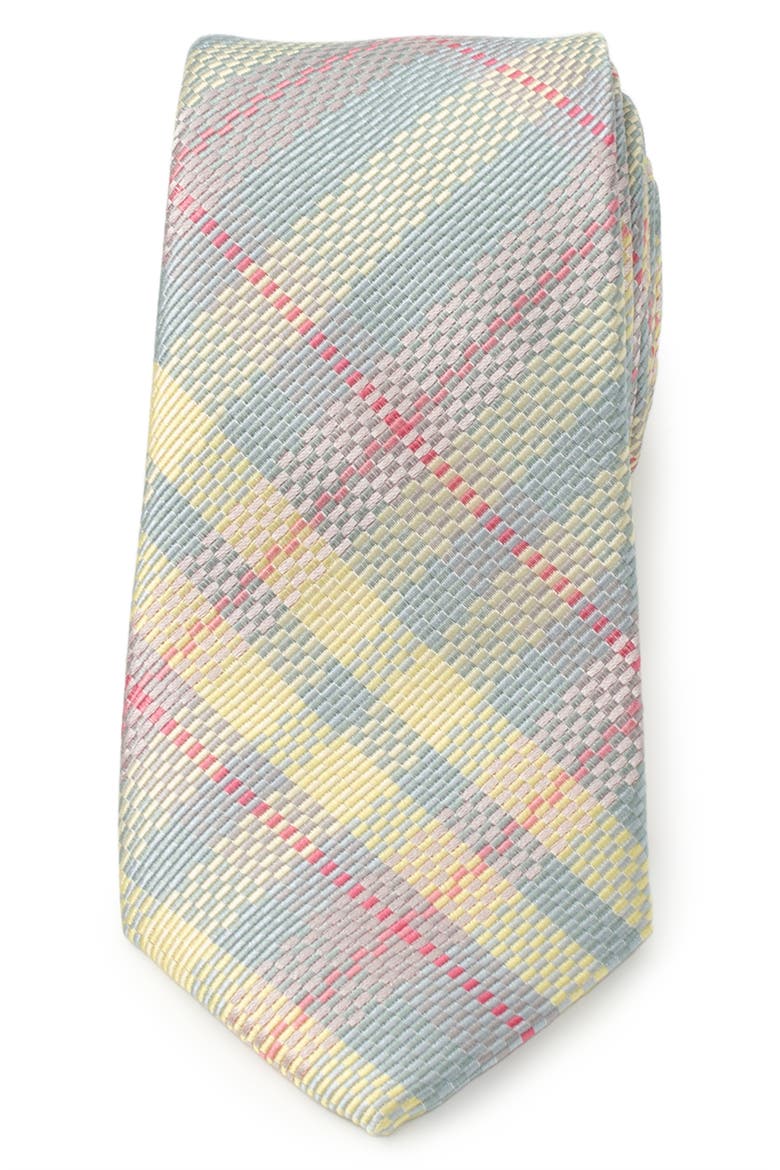 Pastel Plaid Silk Tie, Main, color, GRAY