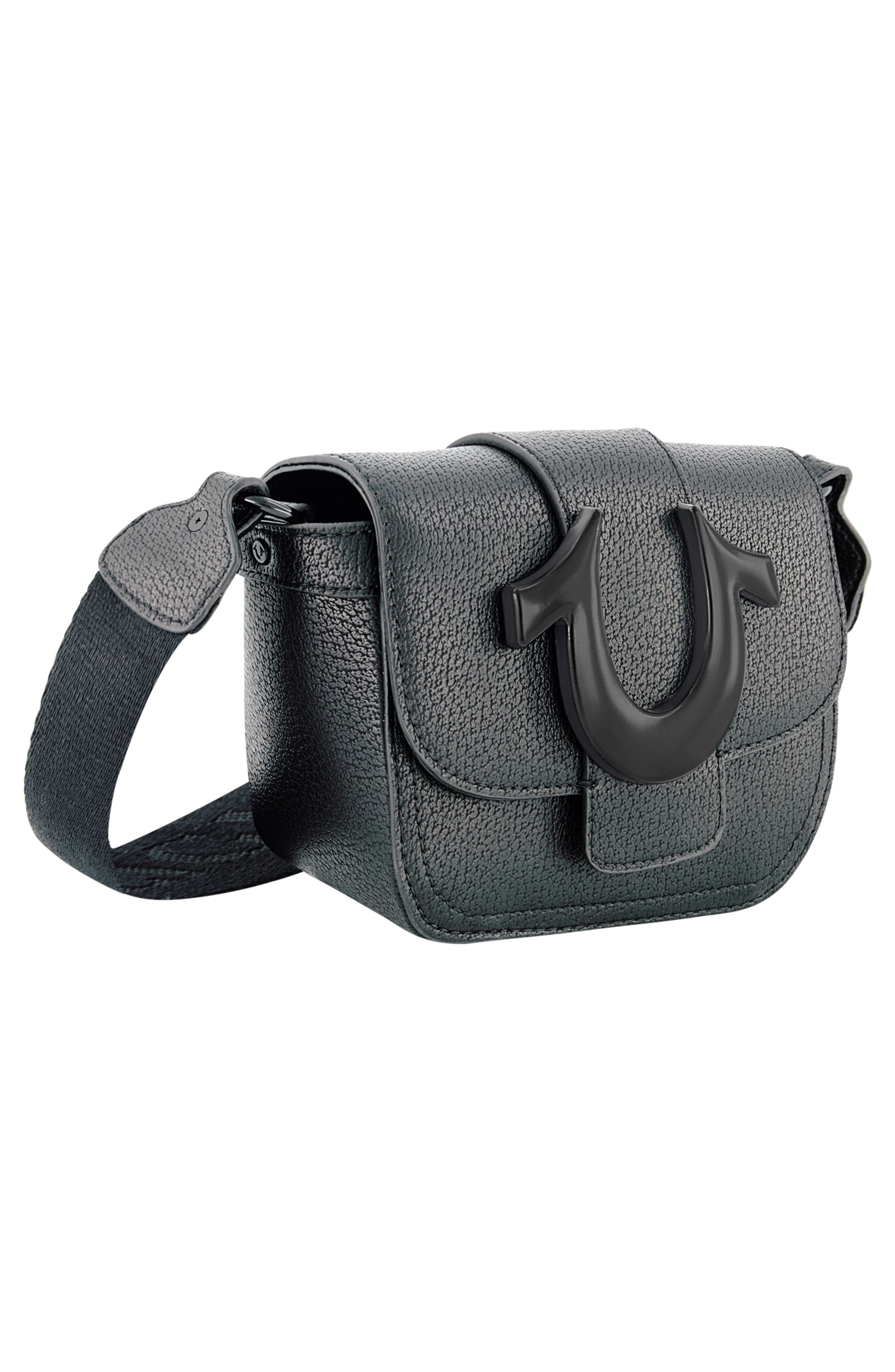 True Religion Horseshoe Mini Flap Crossbody Bag, Alternate, color, Black