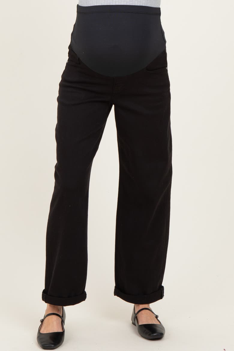 Cuffed Ankle Barrel Leg Maternity Jeans, Alternate, color, Black