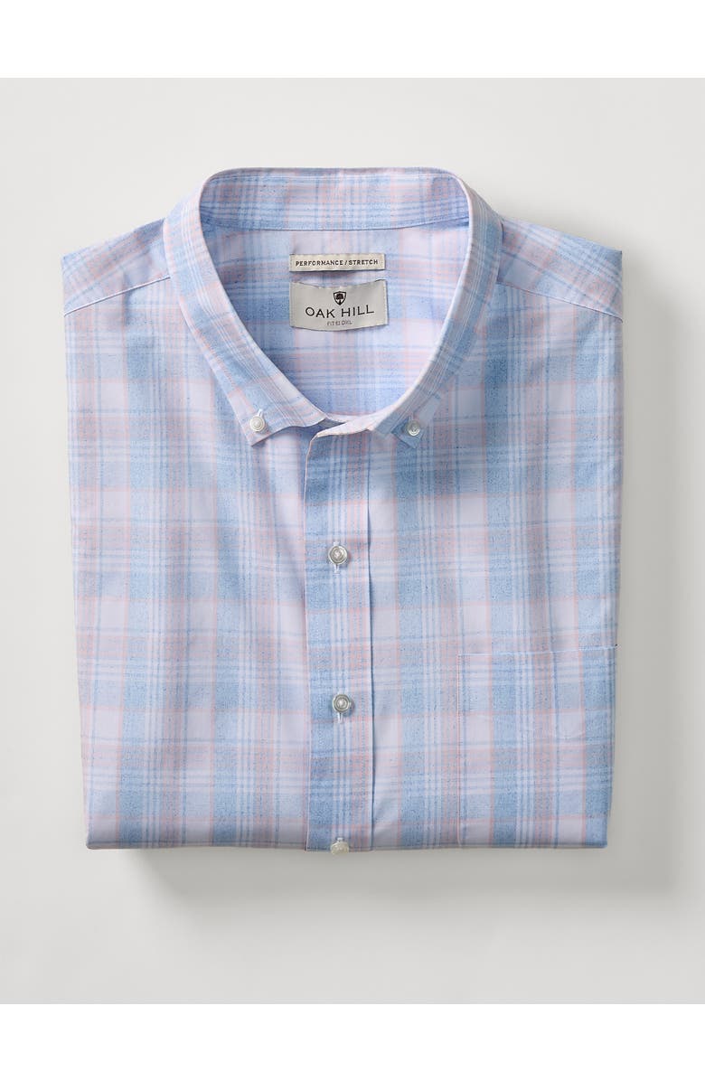 Oak Hill by DXL Big & Tall Heather Plaid Tech Sport Shirt, Alternate, color, Pink Blues
