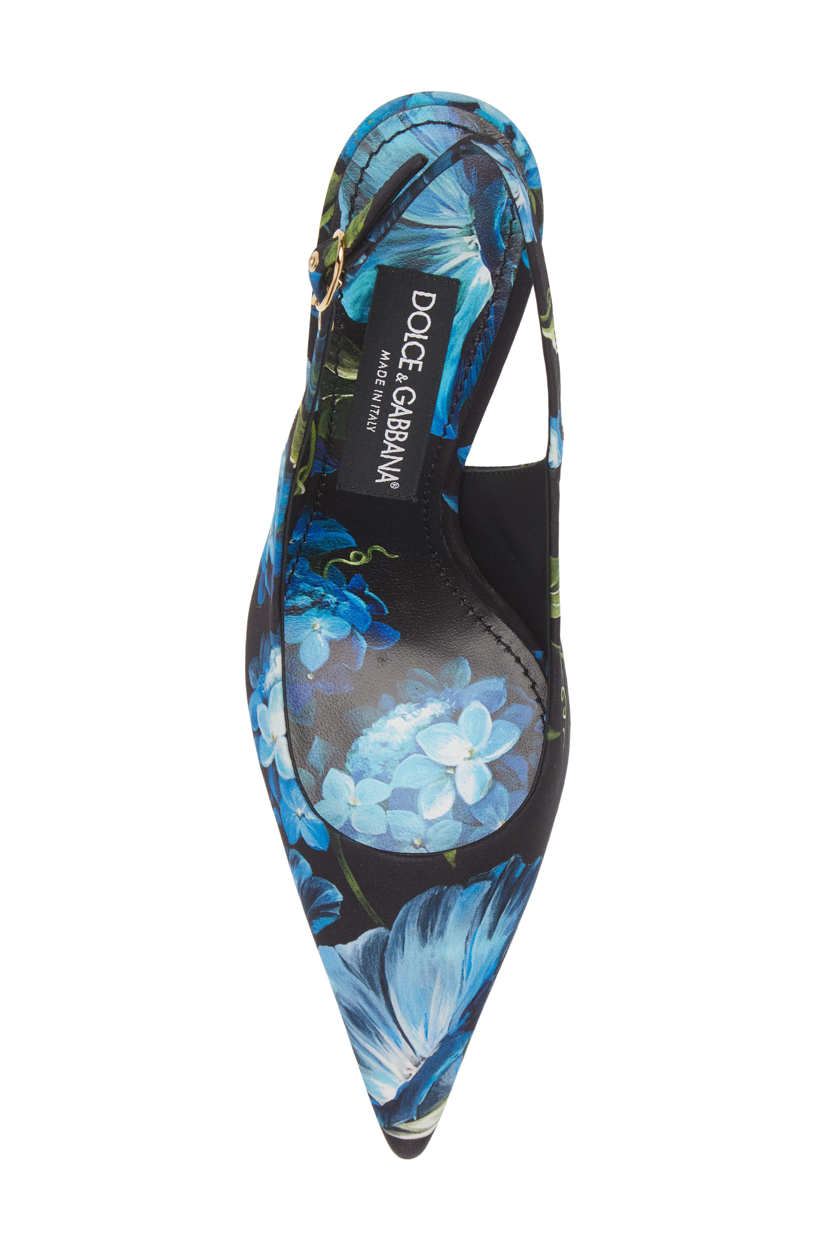 Dolce&Gabbana Lollo Floral Slingback Pump, Alternate, color, Black/ Blue