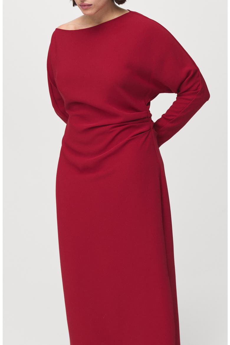 Side Ruched Long Sleeve Dress, Alternate, color, RED