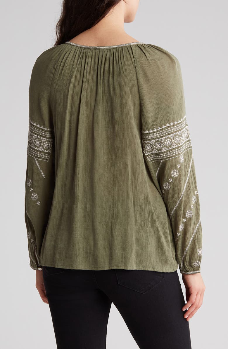 Lucky Brand Womens Cotton Printed Peasant Bubble Top Beige Size Medium main image 0