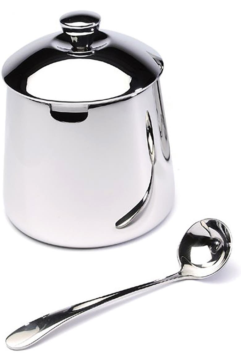 18/10 Stainless Steel 10-ounce Sugar Bowl with Spoon, Mirror Finish, Main, color, Silver