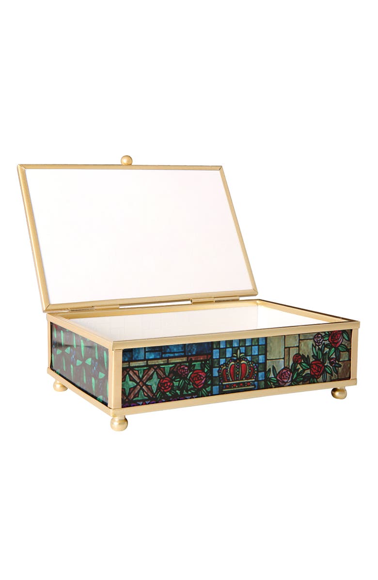 Disney Beauty and the Beast Stained Glass Jewelry Box, Alternate, color, Multicolor