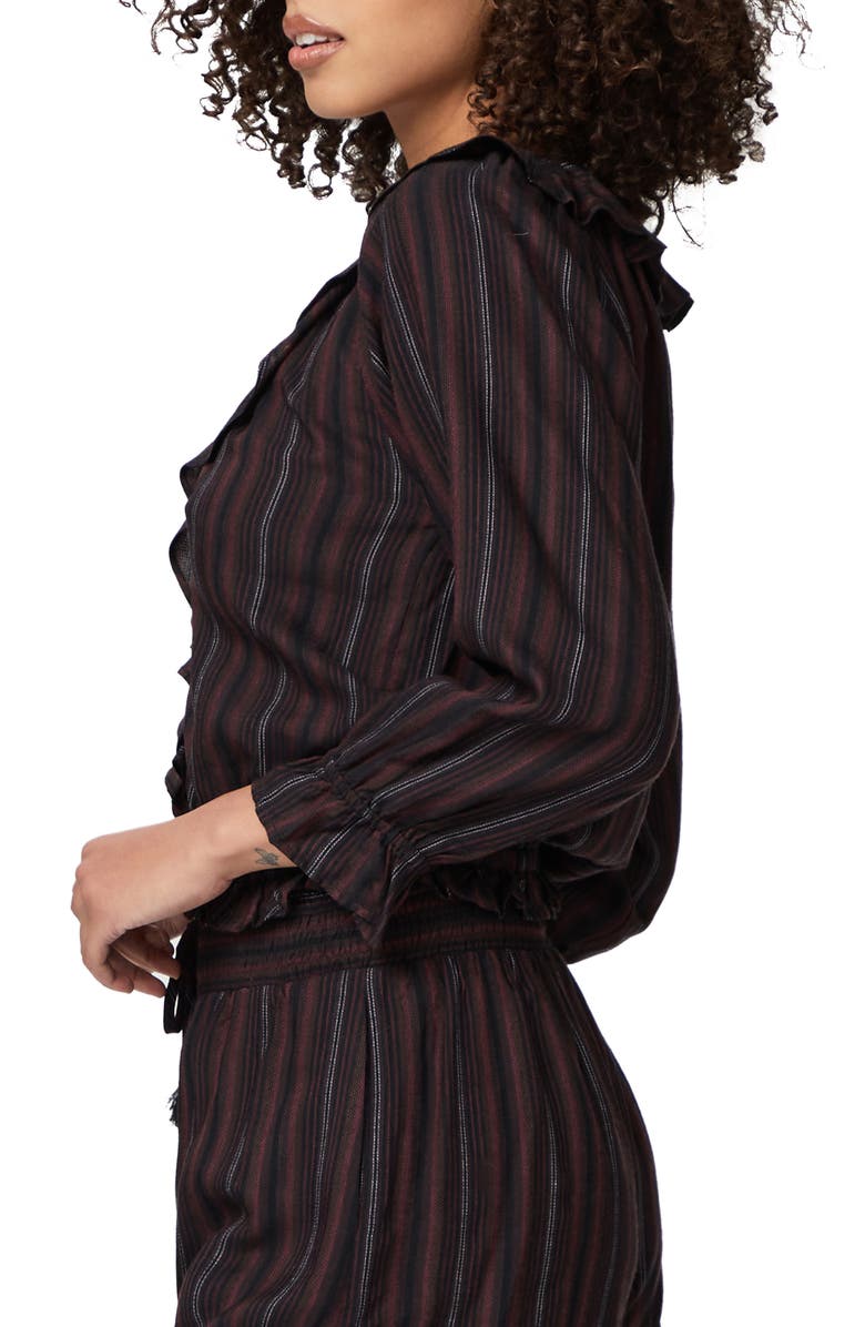 PAIGE Hally Stripe Ruffle Bubble Top, Alternate, color, Blk Multi