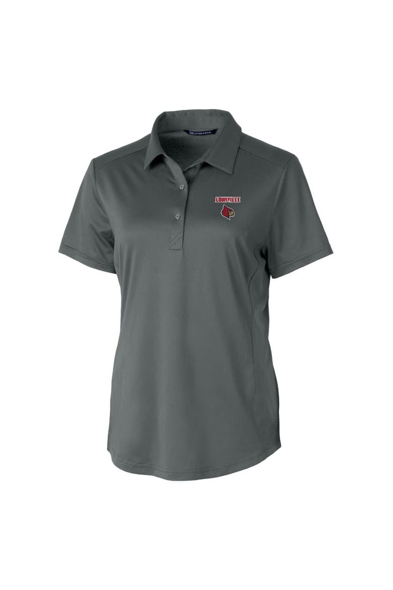 Women's Cutter & Buck Gray Louisville Cardinals Prospect Textured Stretch Polo, Alternate, color, Gray