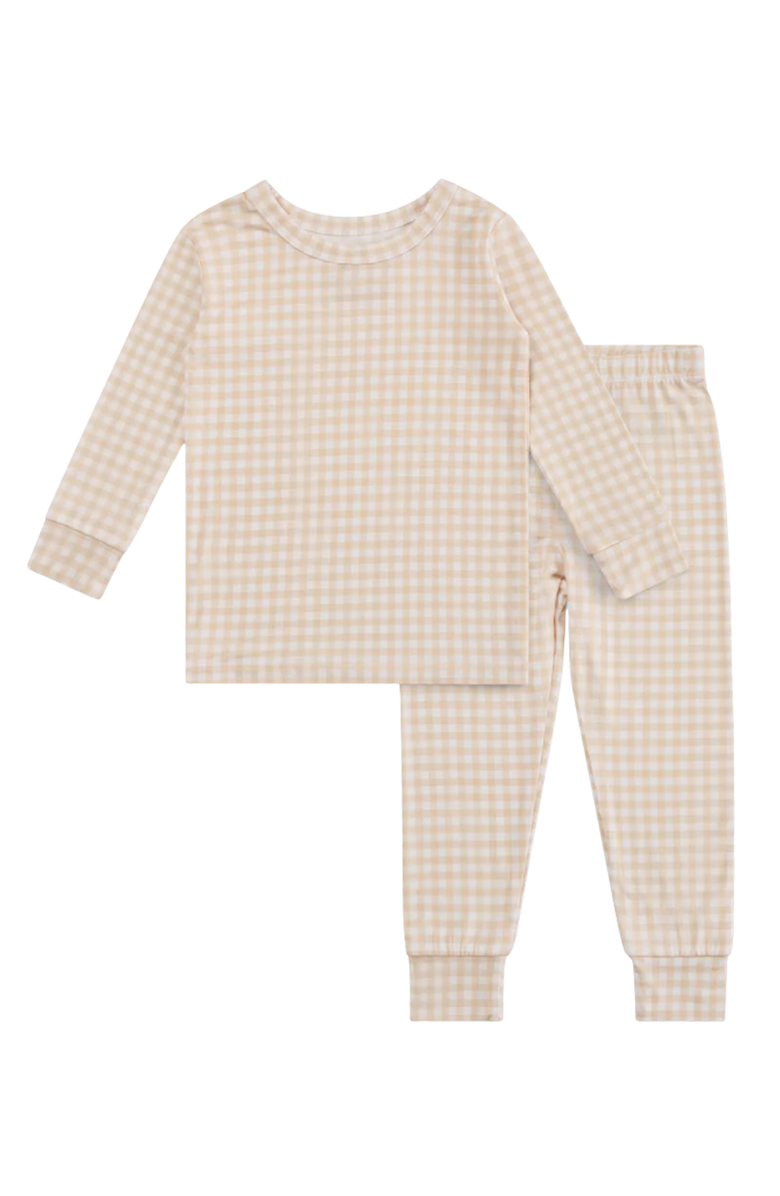 Motette Long Sleeve and Pants Buttery Soft Pajama Set, Alternate, color, Sandstone Gingham