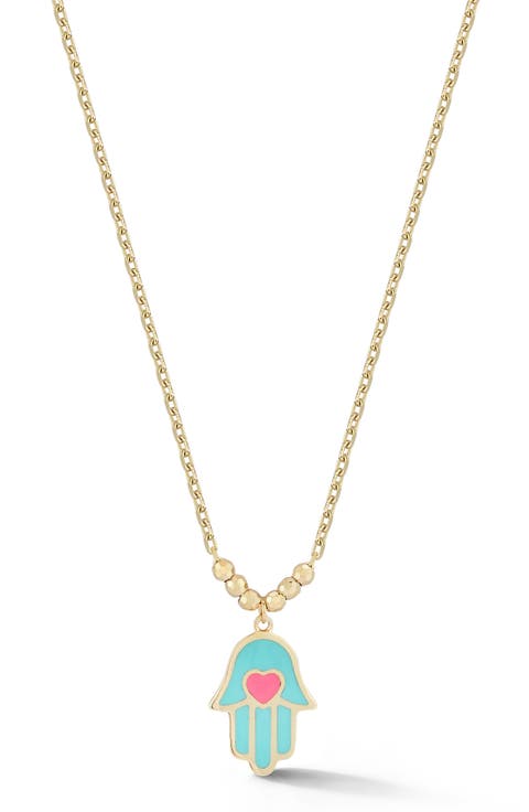 14K Gold Hamsa Pendant Necklace