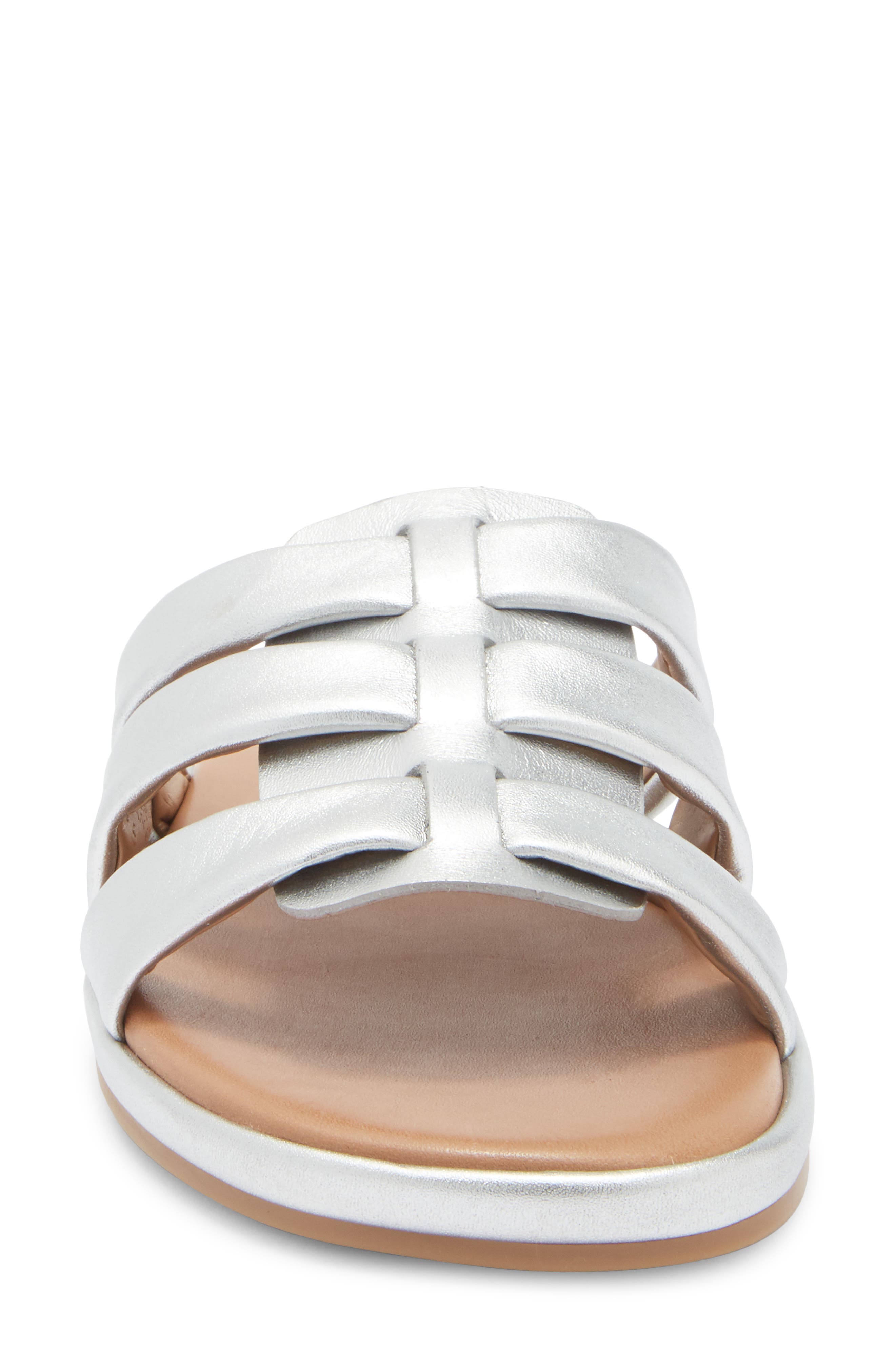 Bernardo Tamer Slide Sandal, Alternate, color, Silver Metallic Glove Leather