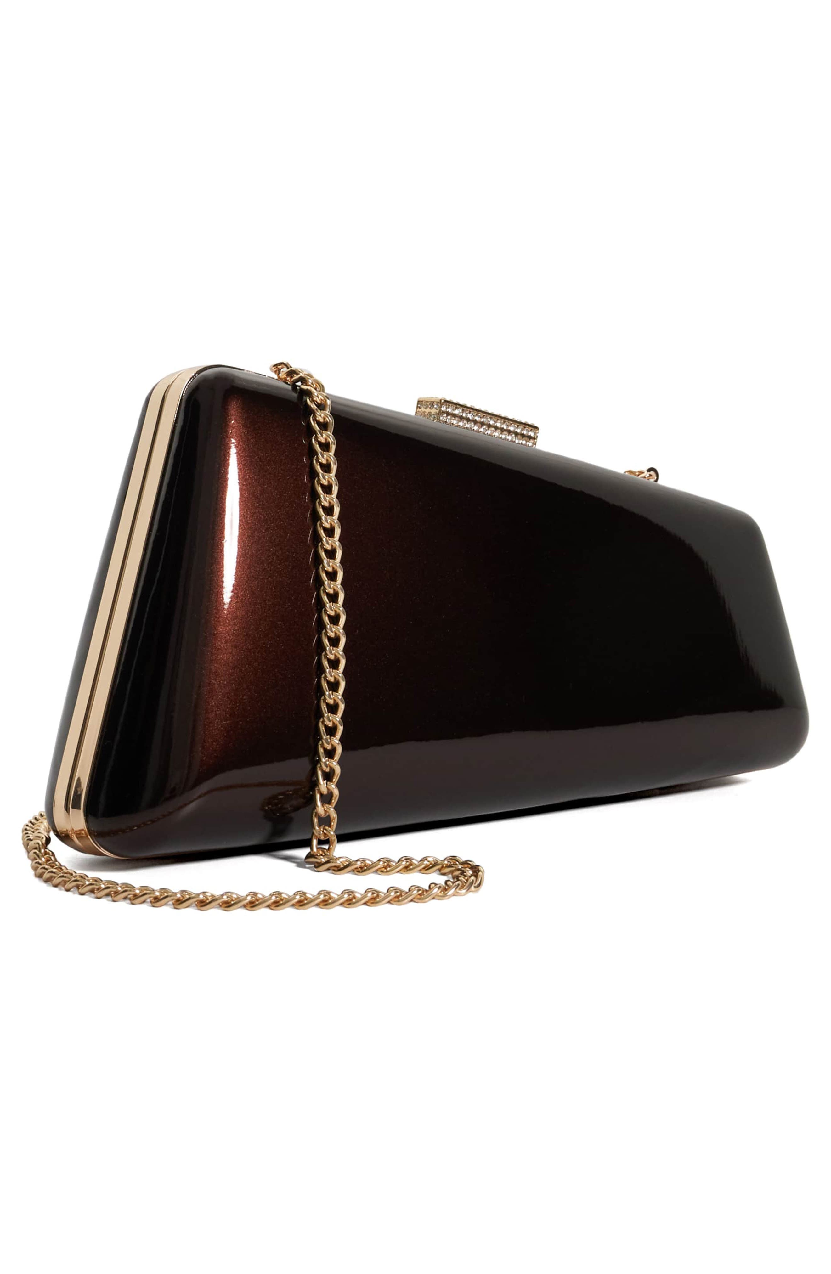 Dune London Balancing Frame Clutch, Alternate, color, Brown