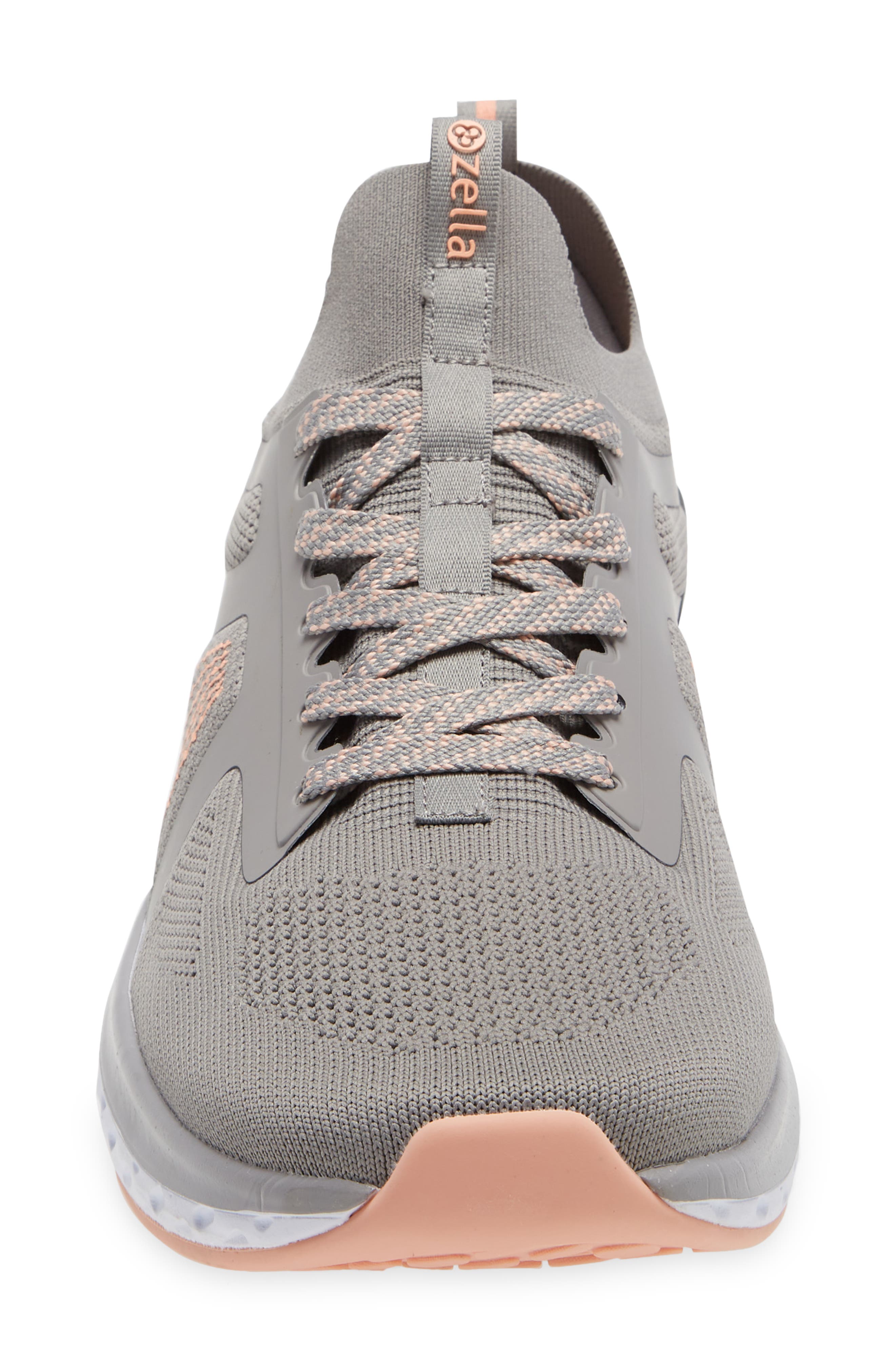 Lifestyle Lace-Up Knit Sneaker, Alternate, color, GREY- GREY DARK- PINK