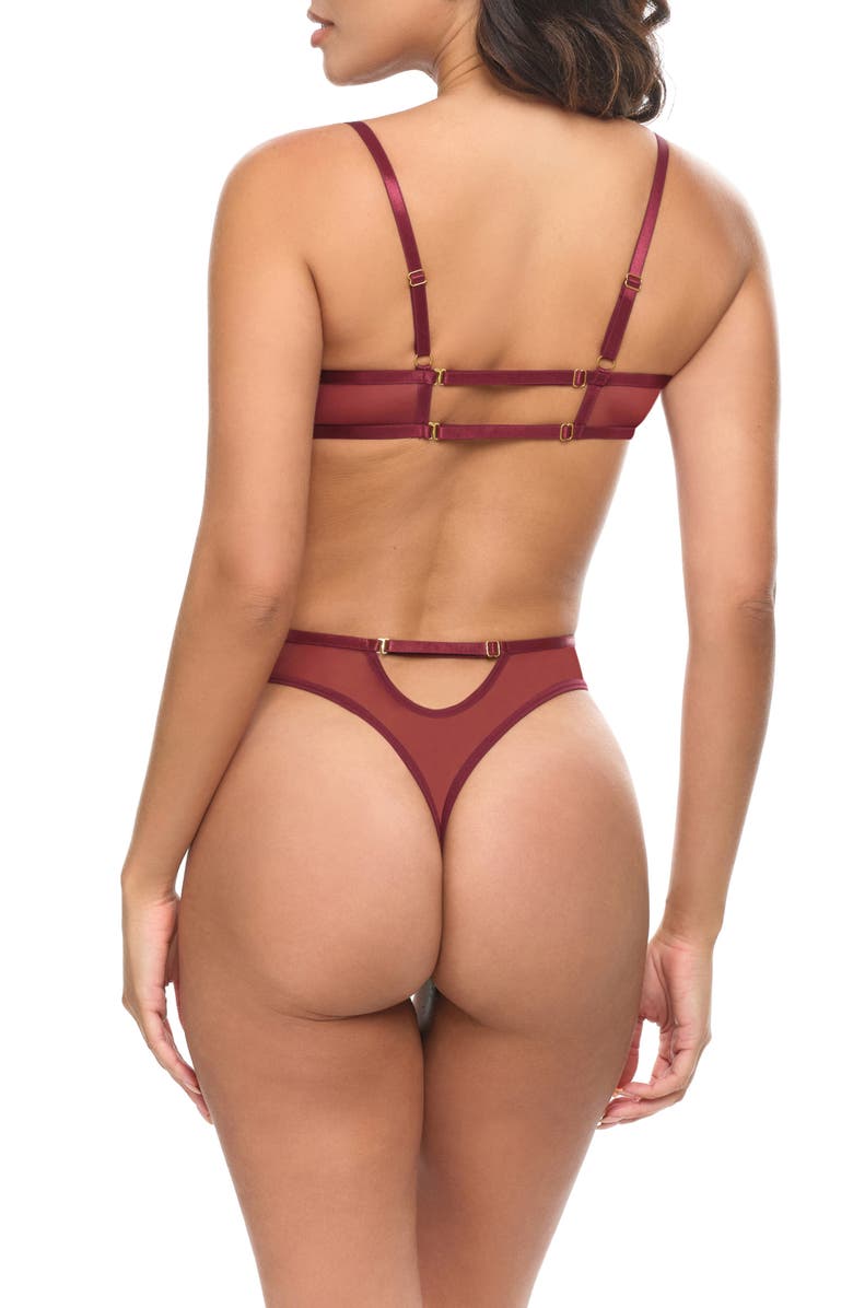 Oh La La Cheri Quinn Floral Lace Teddy, Alternate, color, Syrah