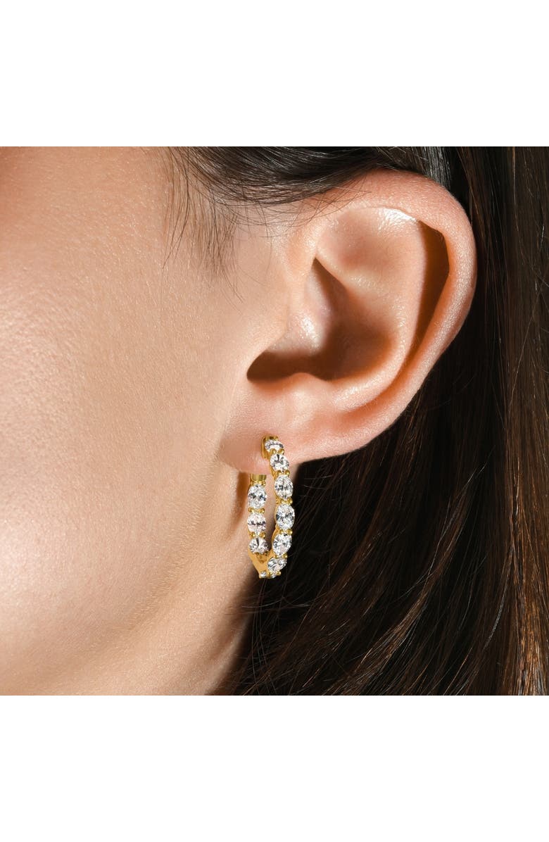 Bliss Diamond 3Ct TW Oval Diamond Inside Outside Hoops Vault Lock 14k Gold Lab Grown 1", Alternate, color, 14K Yellow Gold