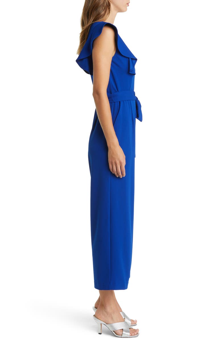 Tahari ASL Flutter Sleeve Wide Leg Jumpsuit, Alternate, color, Cobalt