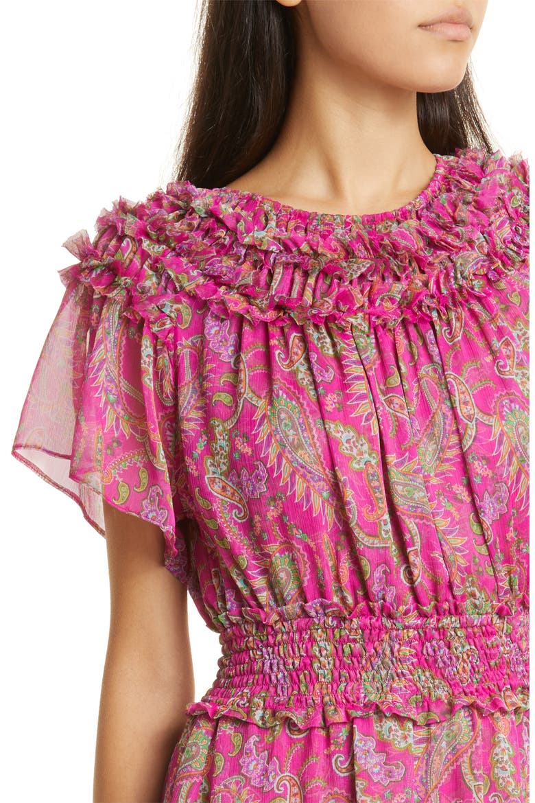 Siobahn Paisley Ruffle Dress, Alternate, color, FUSCHIA PAISLEY