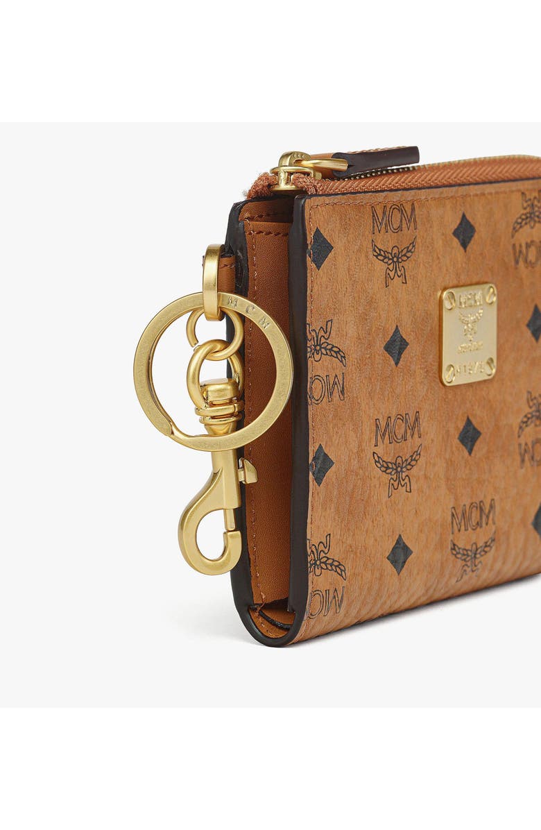 MCM Aren Card Pouch in Visetos, Alternate, color, Cognac