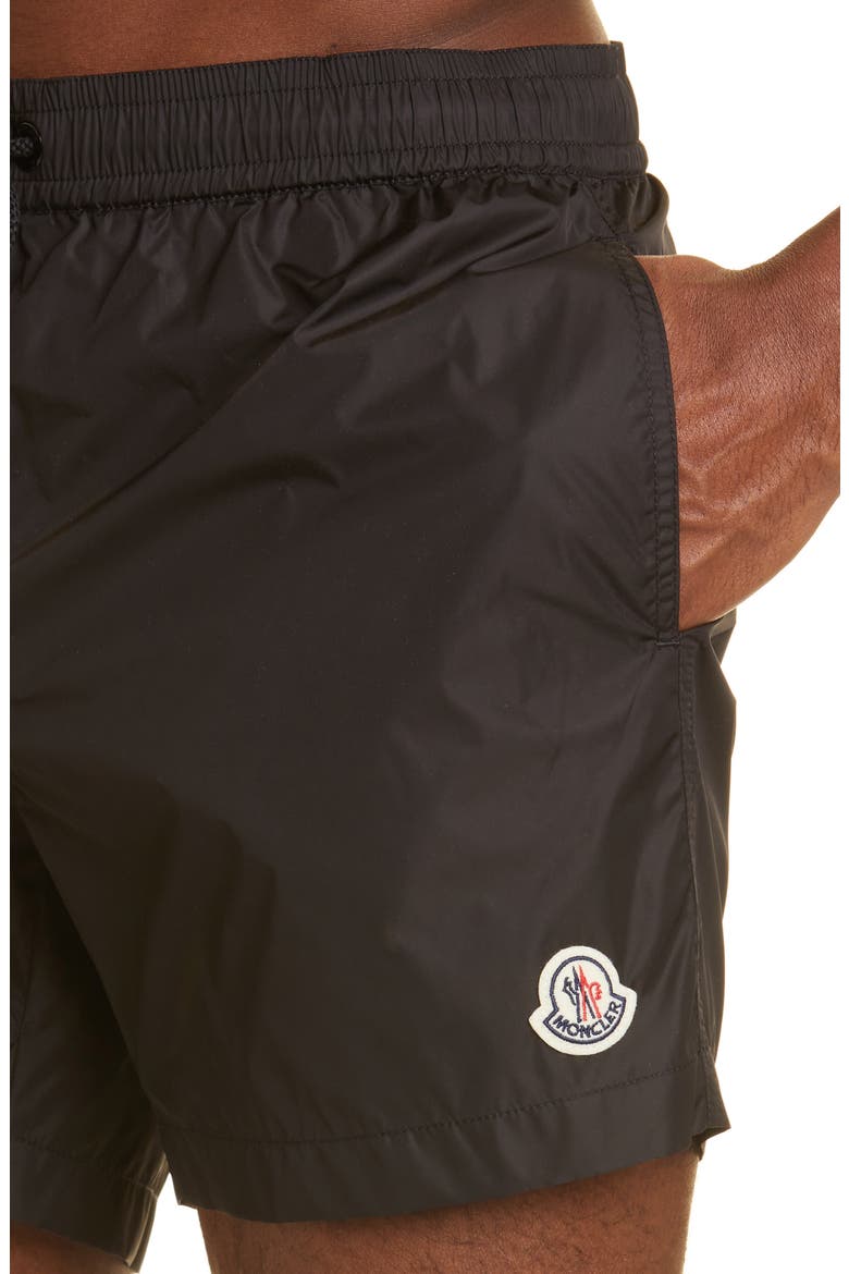 Logo Patch Swim Trunks, Alternate, color, BLACK