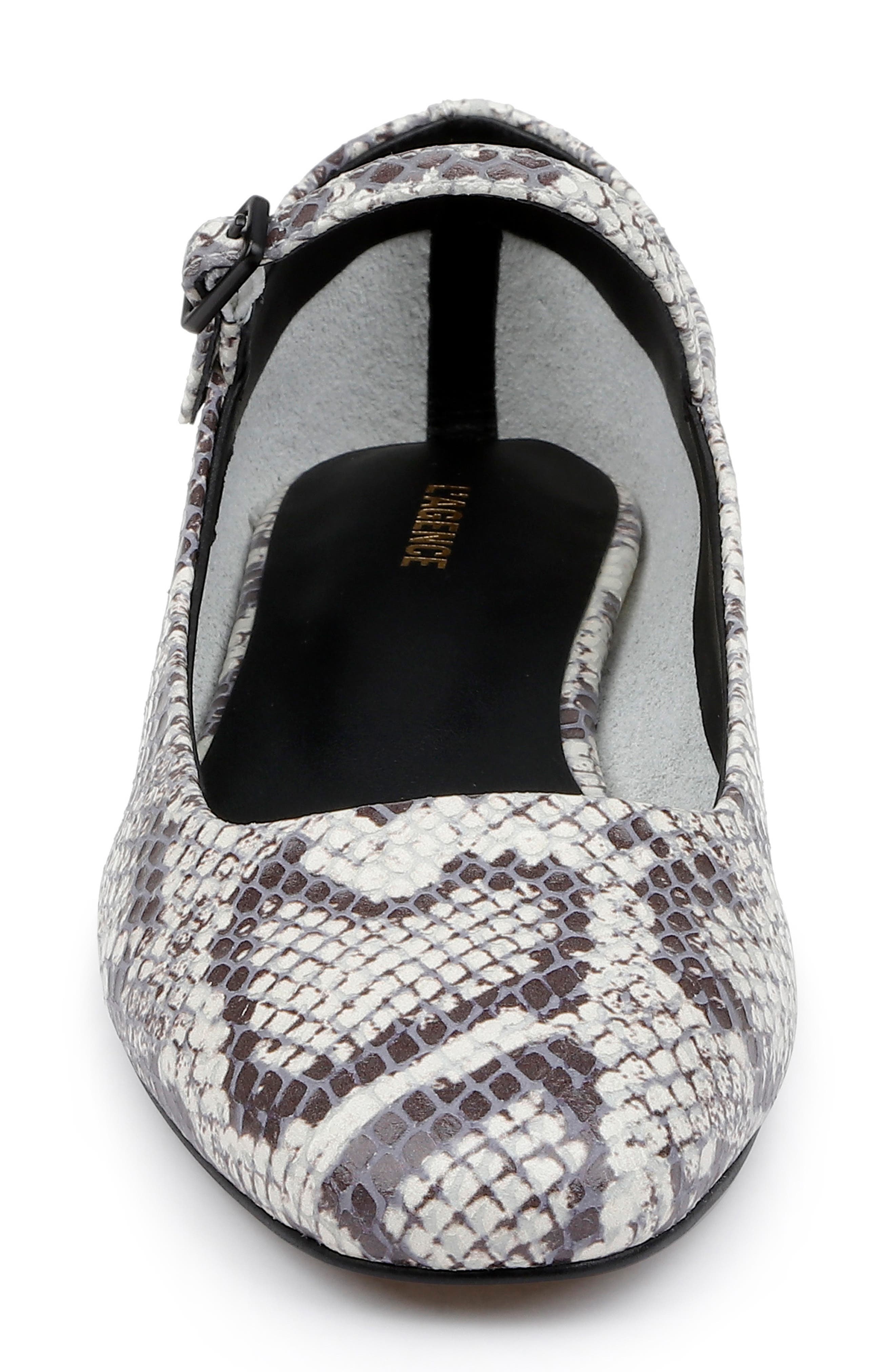 L'AGENCE Edelie Mary Jane Flat, Alternate, color, Black/ White Snake