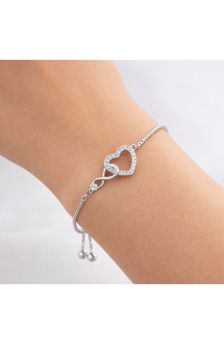 Donatello Gian Crystal Infinity Heart Adjustable Bracelet, Alternate, color, Silver