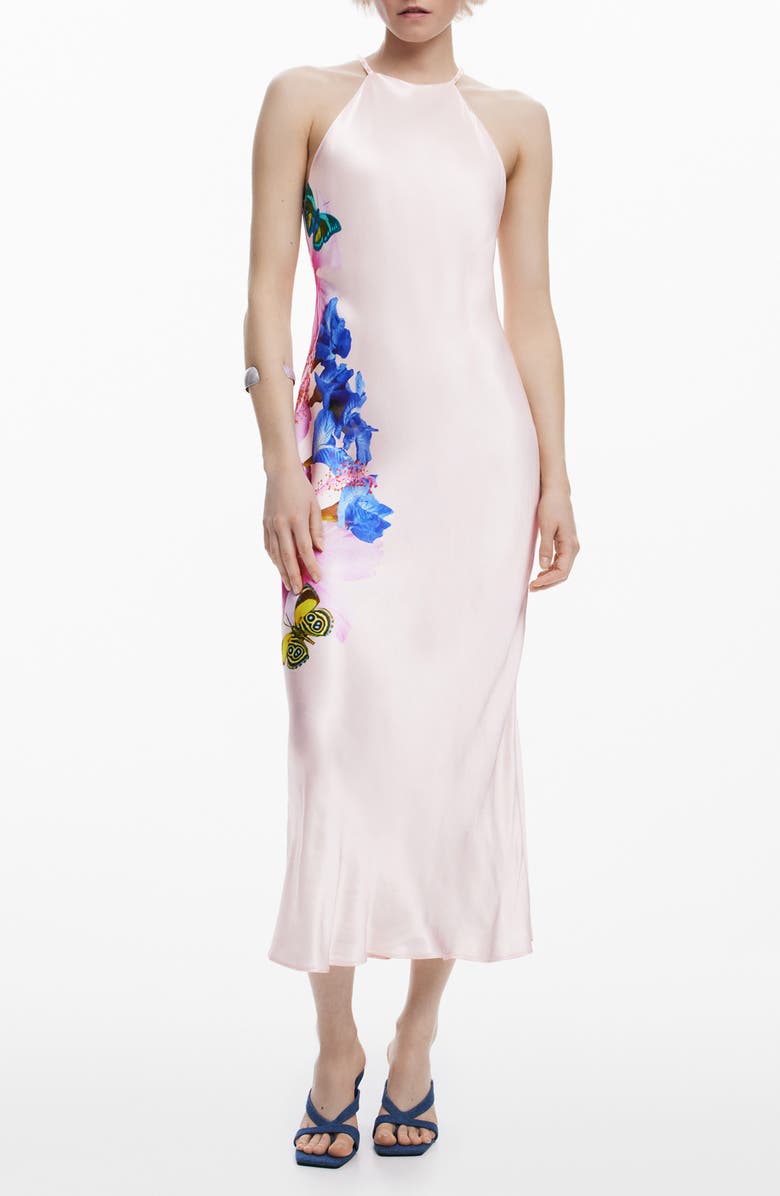 Desigual Sleeveless Satin Dress, Main, color, 
