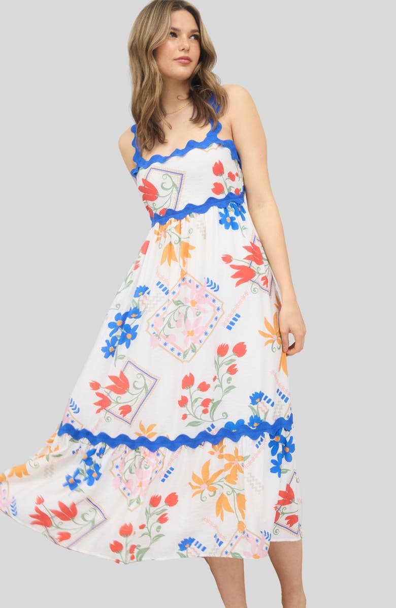 Blu Pepper Floral Print Midi Dress, Alternate, color, 