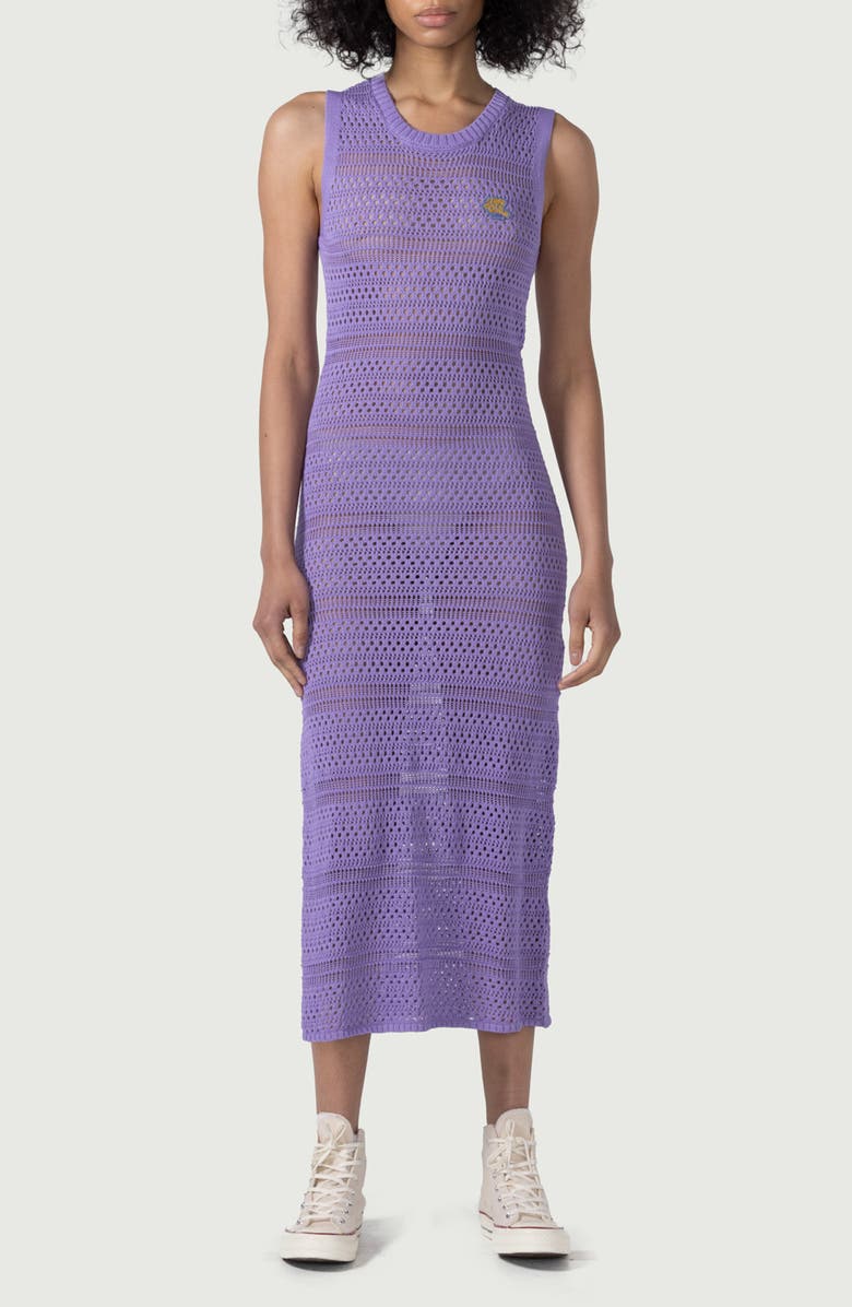 HONOR THE GIFT Open Stitch Midi Dress, Main, color, Purple