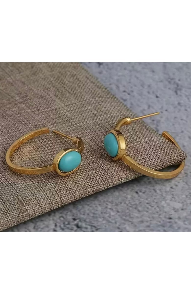 Erin McDermott Jewelry Turquoise Oval Mini Hoops, Alternate, color, Blue-Green