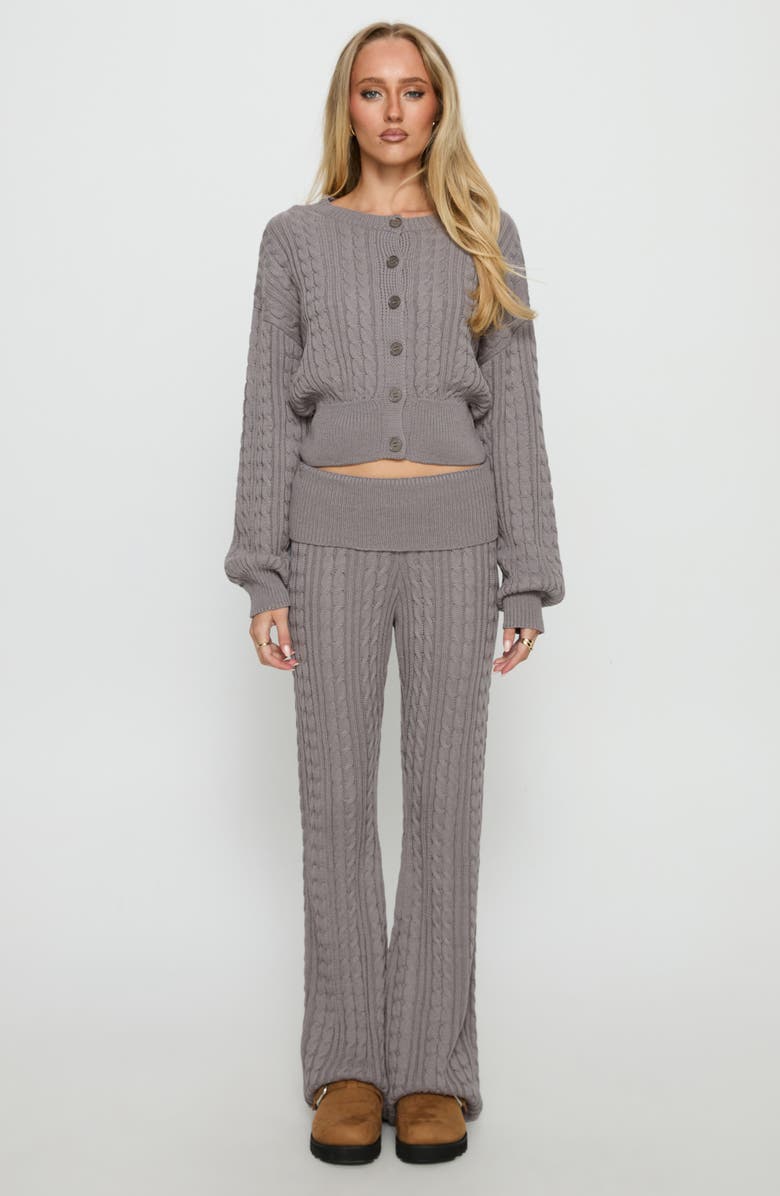 Princess Polly Baleigh Cable Stitch Cardigan, Alternate, color, Grey