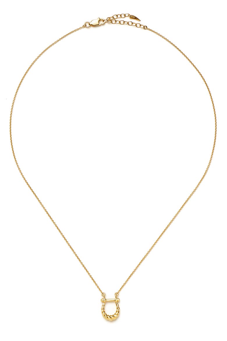 Lunar New Year Horseshoe Pendant Necklace, Alternate, color, GOLD