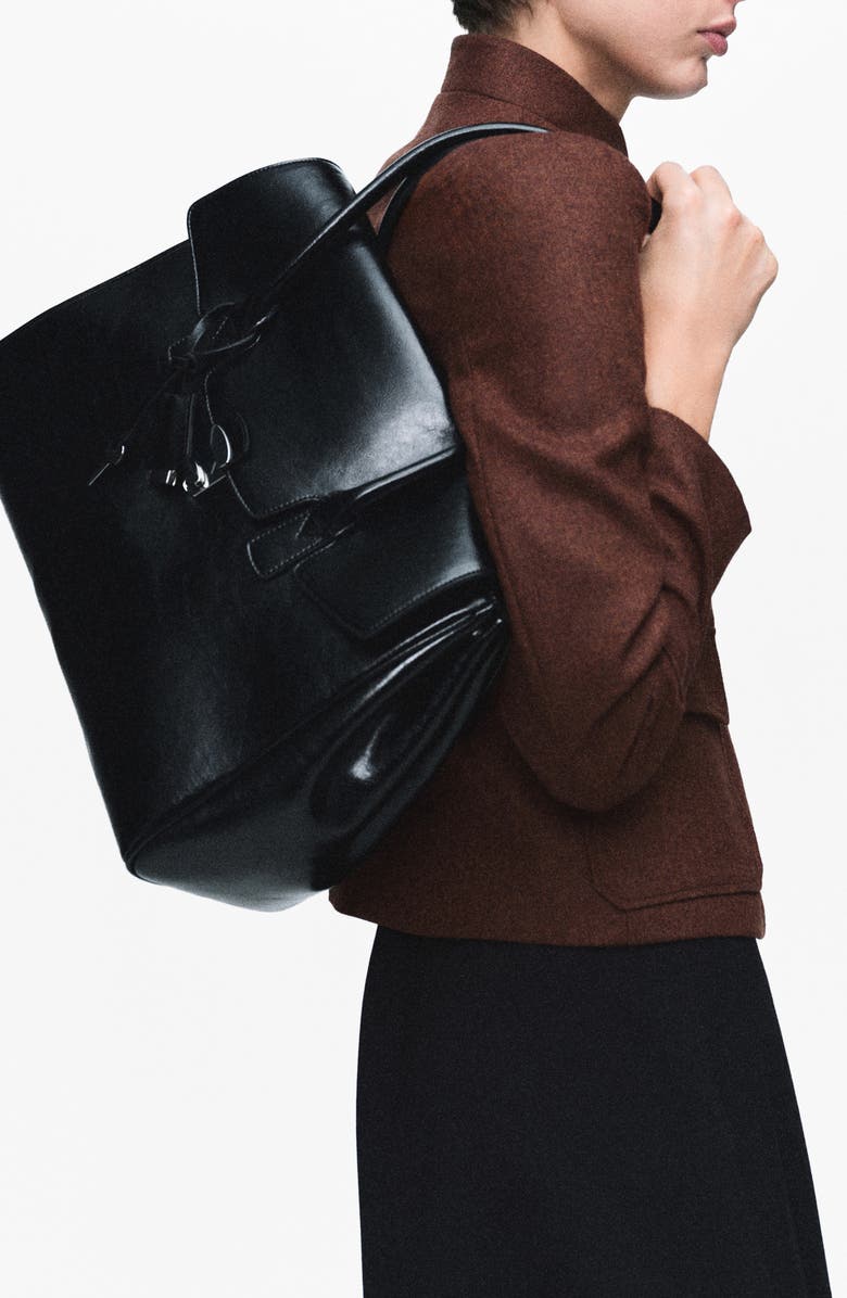 MANGO Band Collar Wool Jacket, Alternate, color, Tobacco Brown