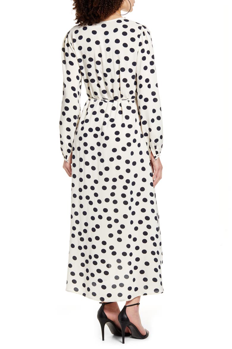 VERO MODA Kayla Long Sleeve Midi Wrap Dress, Alternate, color, BIRCH WITH SALUTE DOT