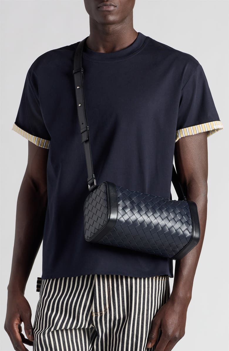 Bottega Veneta Classic Intrecciato Rectangular Crossbody Bag, Alternate, color, Space/ Black-Silver