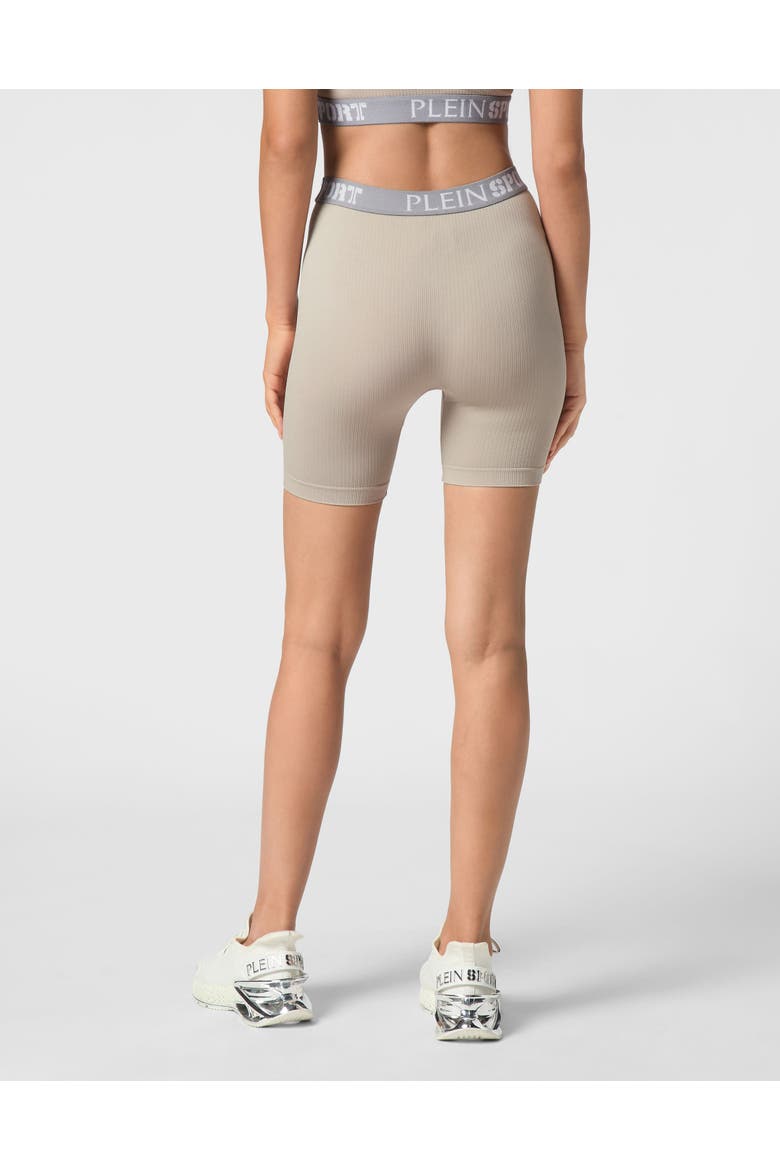Rib Seamless Biker Shorts Logo Women, Alternate, color, darkgrey