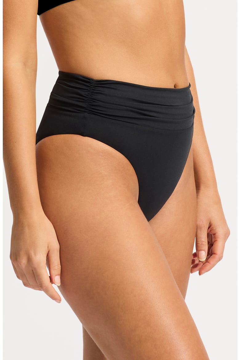 Rio High Waist Bikini Bottoms, Alternate, color, BLACK